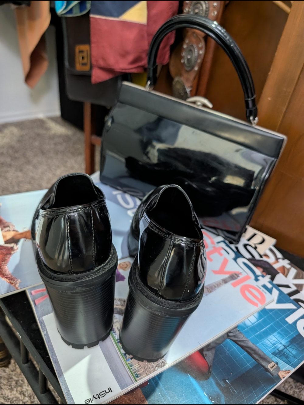 Madden Girl Black Patent Platform Loafers - Picture 2 of 6